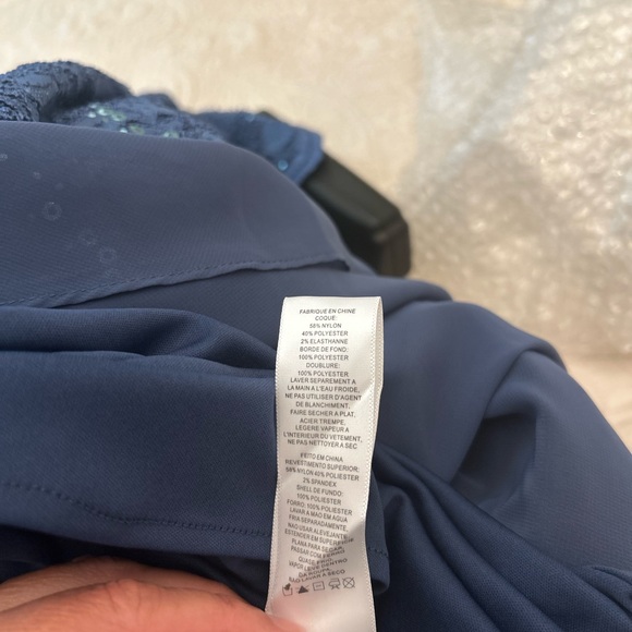 NWT ALEX EVENINGS Women's Sequined 3/4 Sleeve Midi Evening Dress 12P Wedgewood - Picture 10 of 11